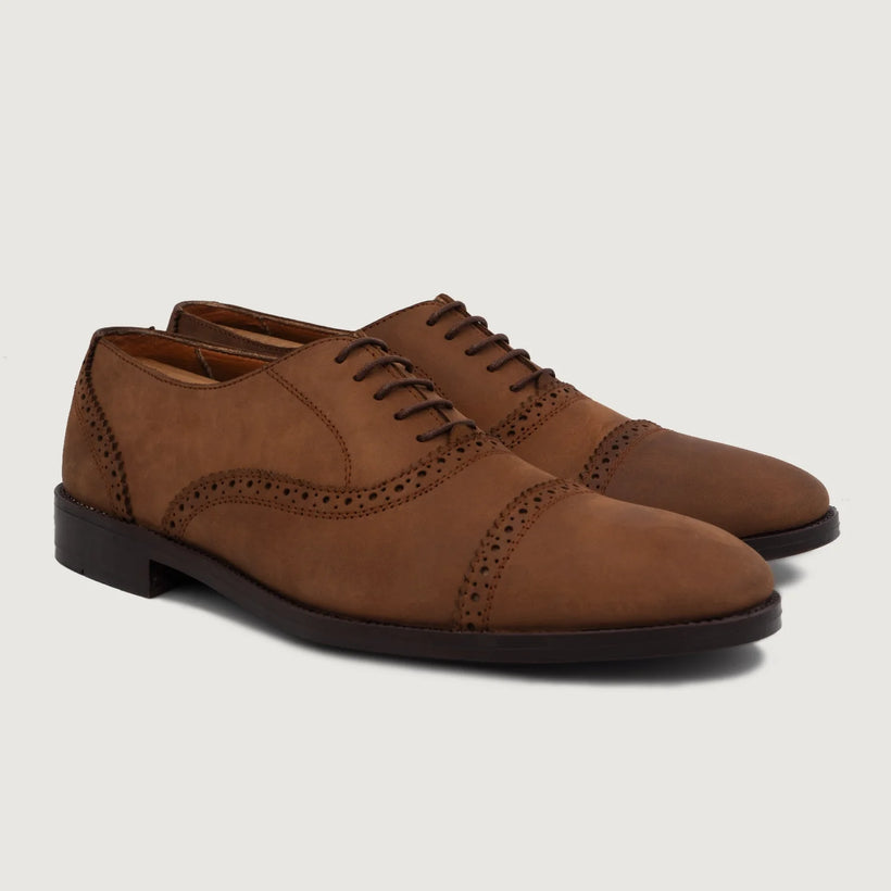 Grisson Brogues Oxford Oil Pull-up Marrón Leather Shoes para Hombre