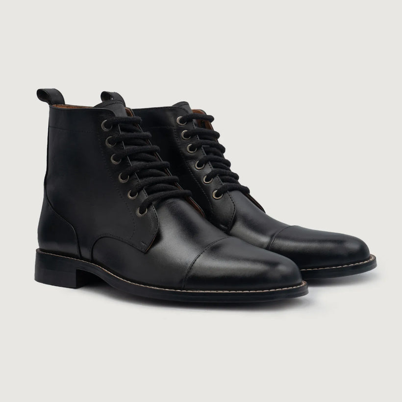 Knight Derby Negro Botas de cuero para Hombre