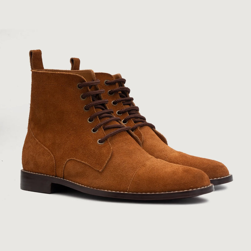 Knight Derby Marrón Suede Botas de cuero para Hombre