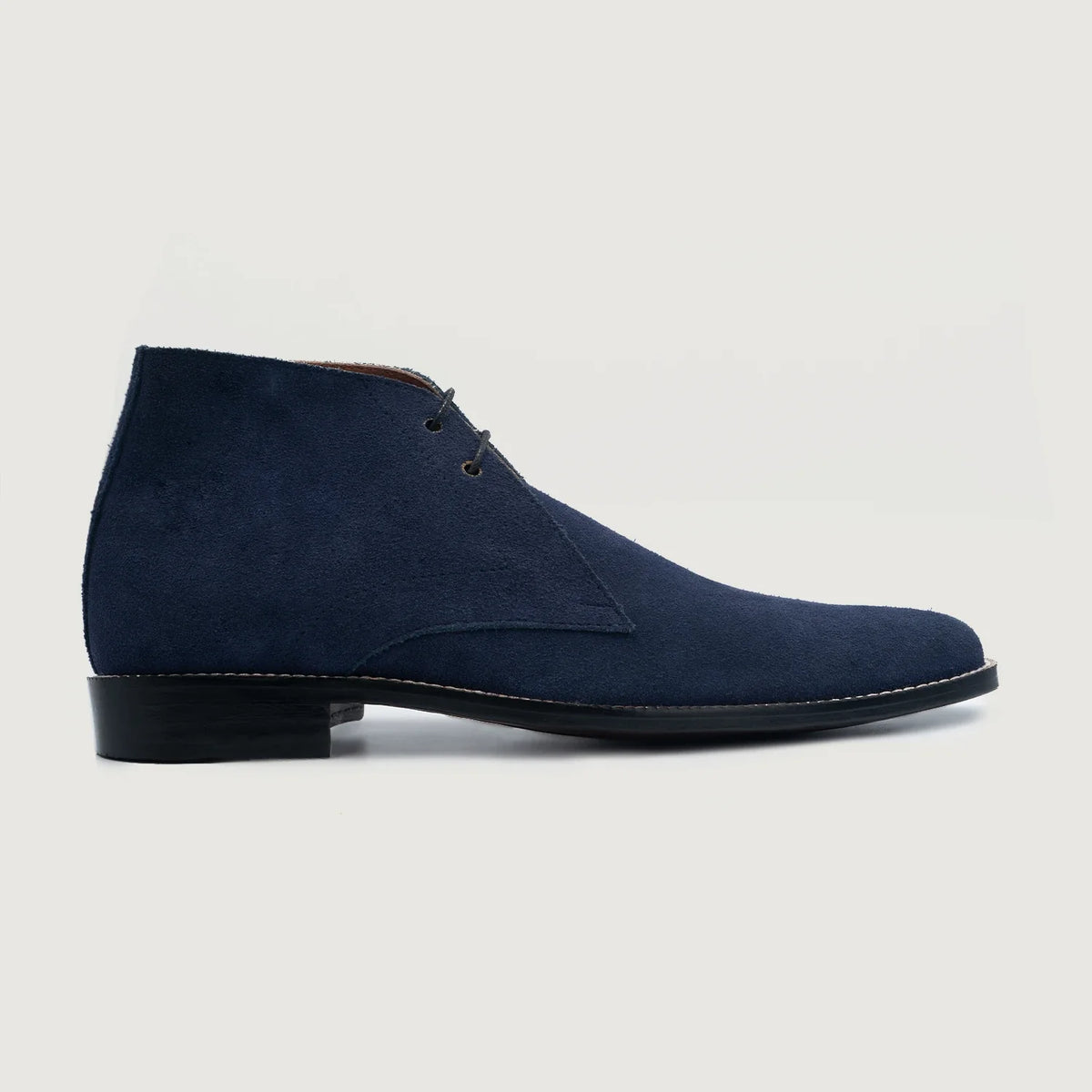 Midnight Blue Goatskin Suede Leather Boots - Construcción cosida Goodyear y puntera delantera