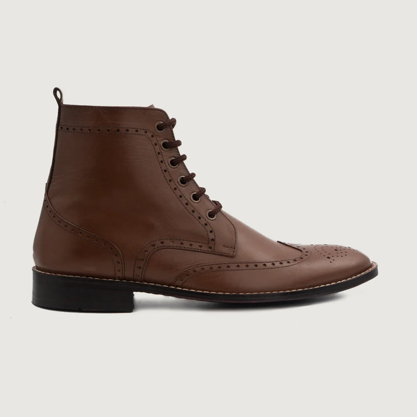 Duster Brogues Derby Marrón Botas de cuero para Hombre