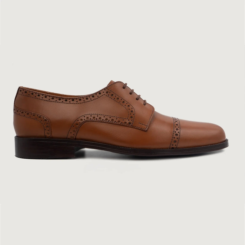 Tan Full-Grain leather Shoes - Goodyear Welt Construction & Front Toe Box Detail