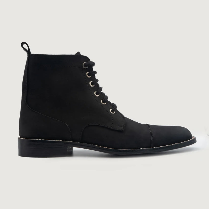 Knight Derby Negro Nubuck Botas de cuero para Hombre