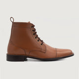 Tan Full-Grain leather Boots - Goodyear Welt Construction & Front Toe Box Detail