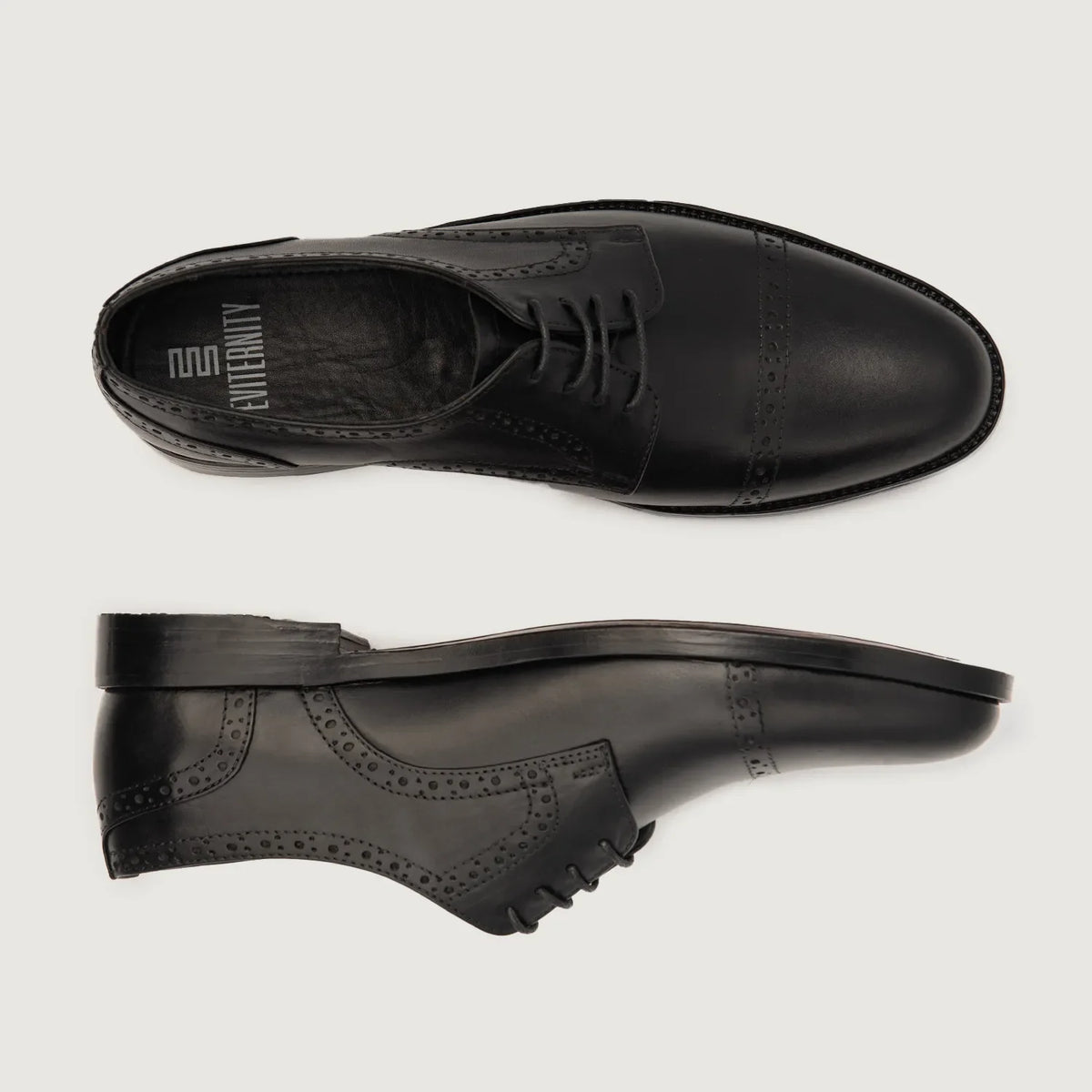 Dirk Brogues Zapatos Derby de cuero negro para Hombre - Contrafuerte de talón reforzado y doble costura de precisión