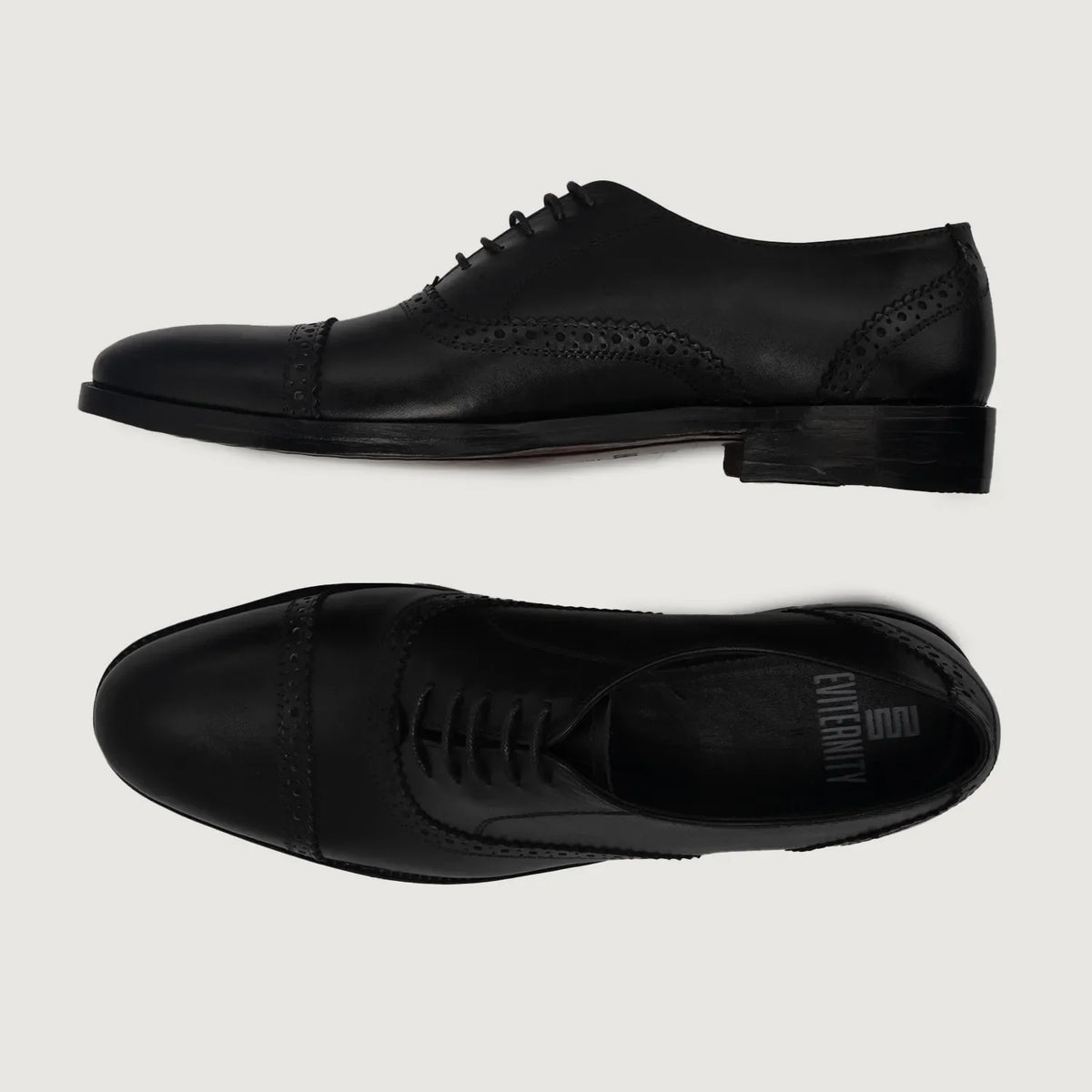 Grisson Brogues Oxford Negro Zapatos de cuero para Hombre For Men - Contrafuerte de talón reforzado y doble costura de precisión