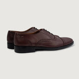 High-Traction Rubber Outsole & Lug Tread Pattern on Greyson Brogues Oxford Maroon Leather Shoes For Men