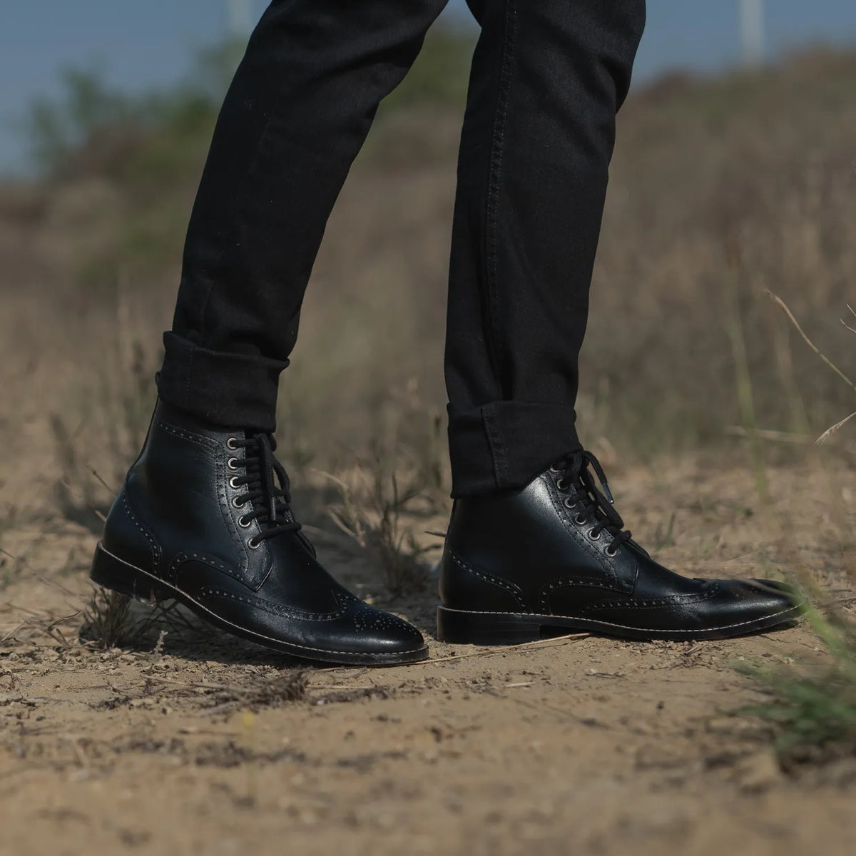 Orlaven Duster Brogues Derby Negro Botas de cuero para Hombre footwear image 9