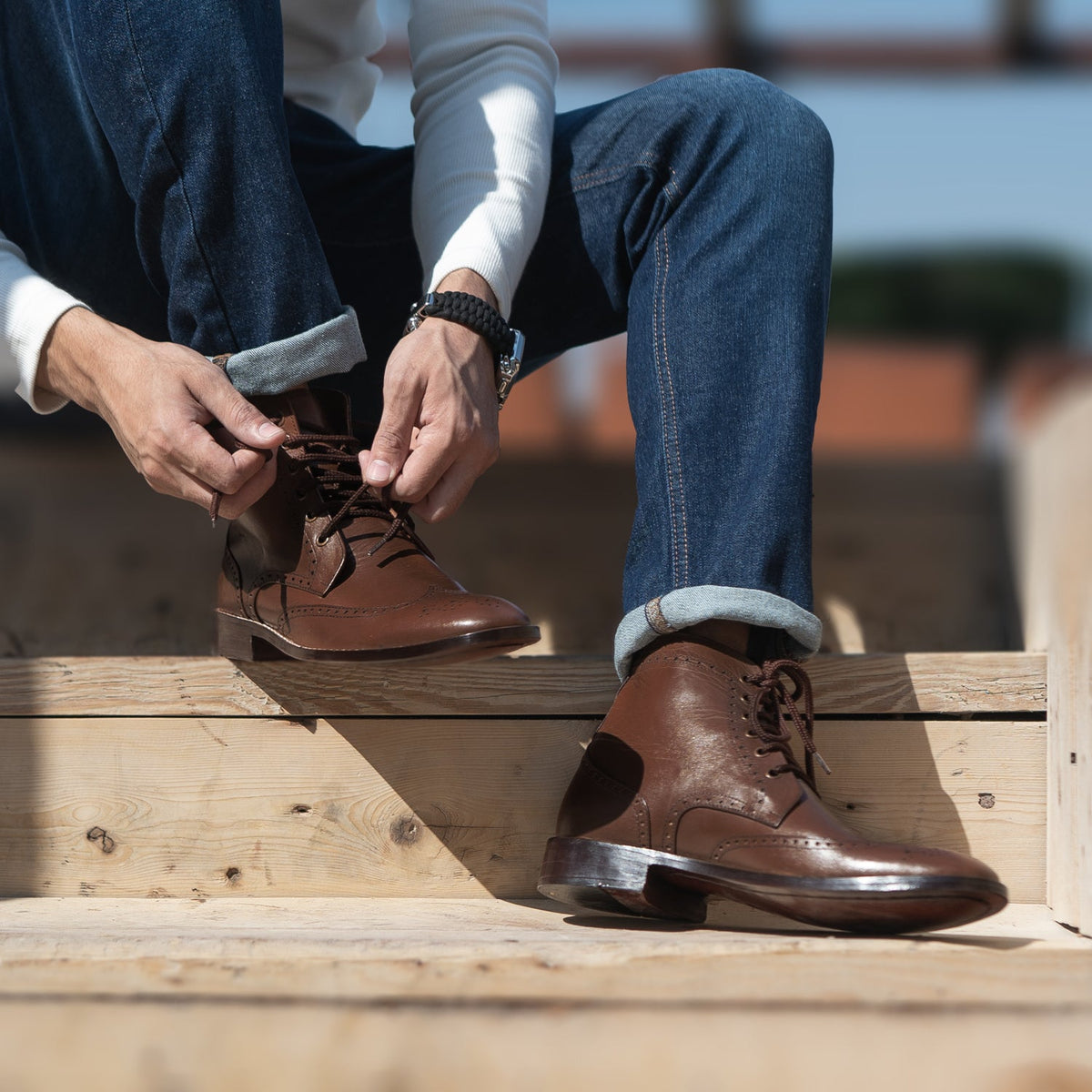 Orlaven Duster Brogues Derby Marrón Botas de cuero para Hombre footwear image 9