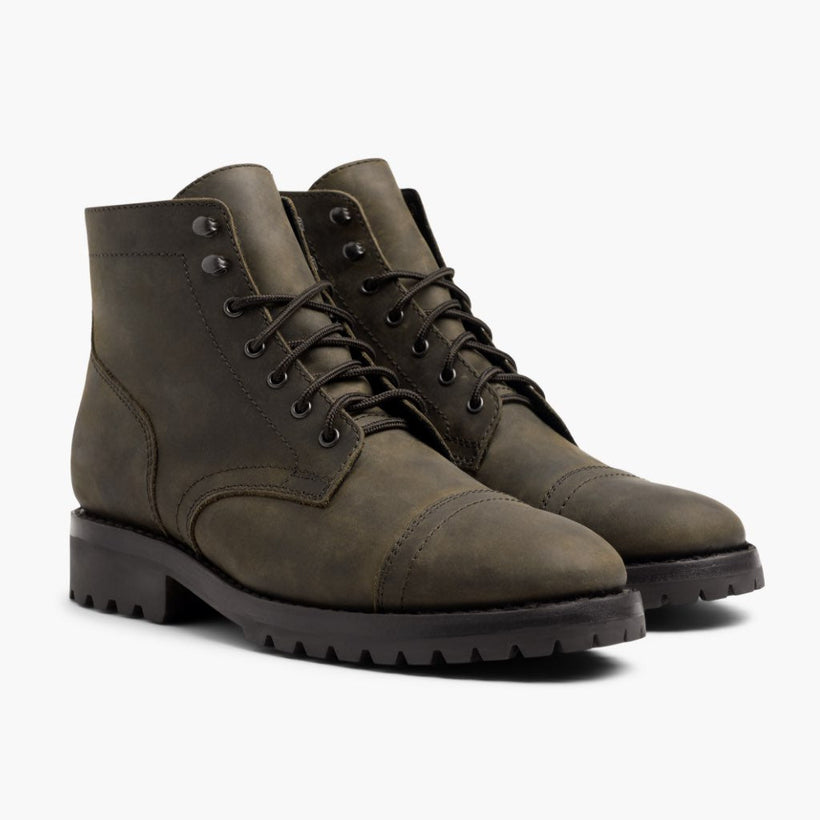 Captain StormKing® Dark Olive Matte Leather Boots para Hombre