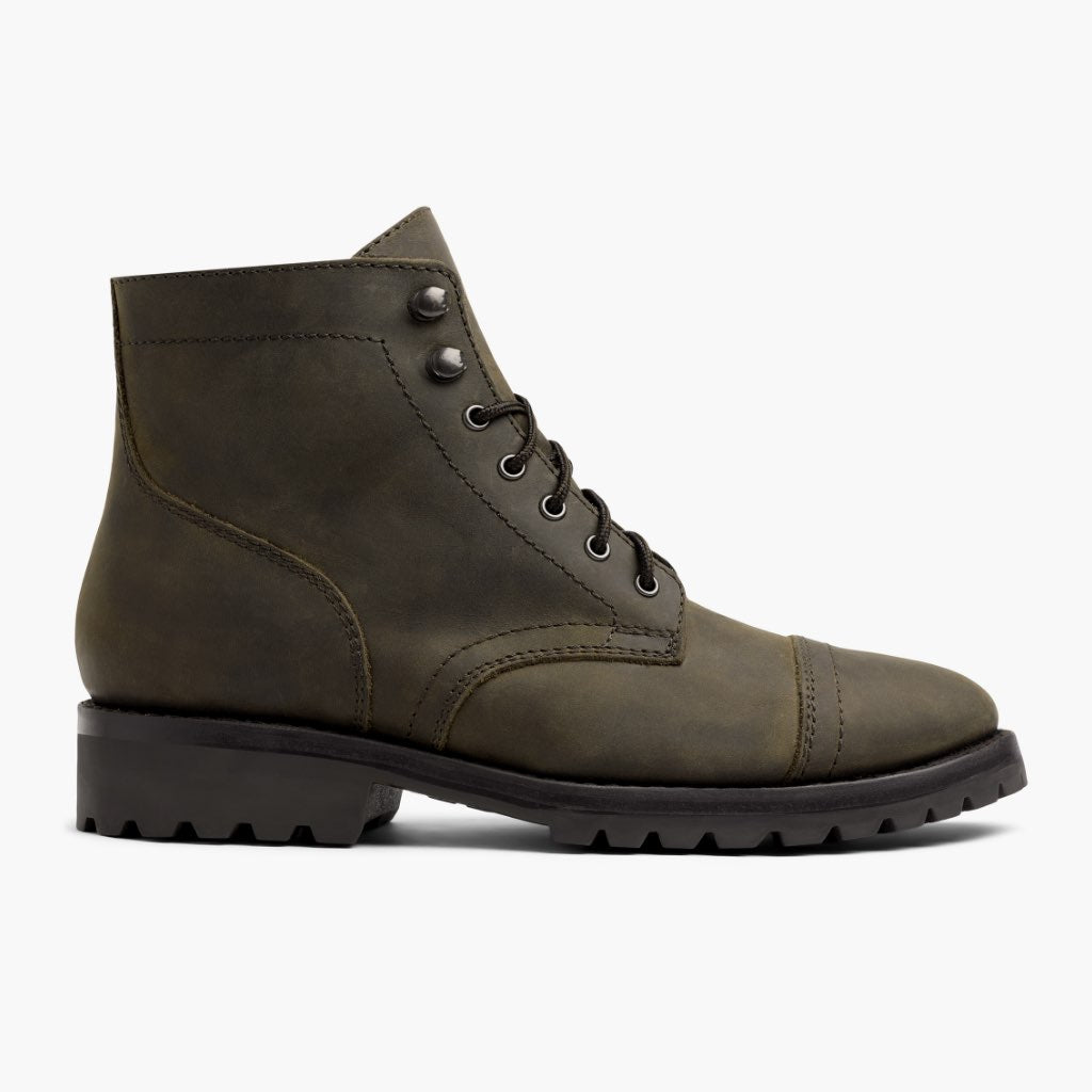 Olive Full-Grain leather Boots - Construcción cosida Goodyear y puntera delantera