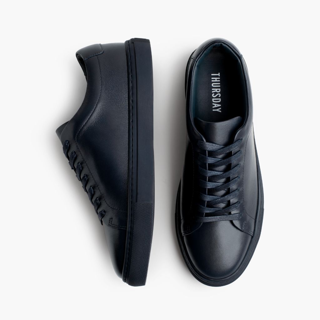 Encore Navy Zapatillas de cuero para Hombre - Contrafuerte de talón reforzado y doble costura de precisión