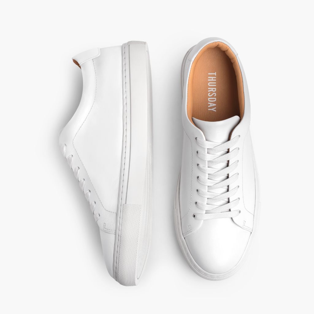 Encore Blanco Zapatillas de cuero para Hombre - Contrafuerte de talón reforzado y doble costura de precisión