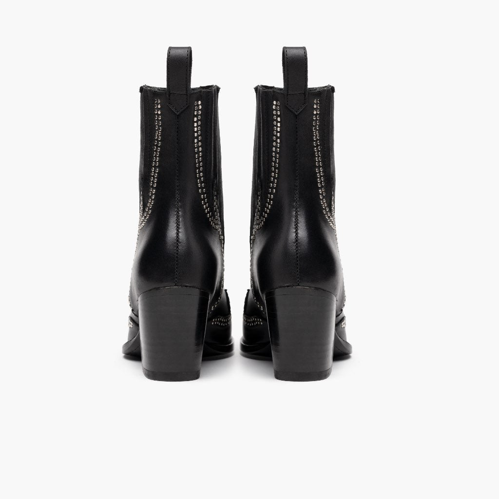 Icon Negro Botas de cuero para Mujer - Contrafuerte de talón reforzado y doble costura de precisión
