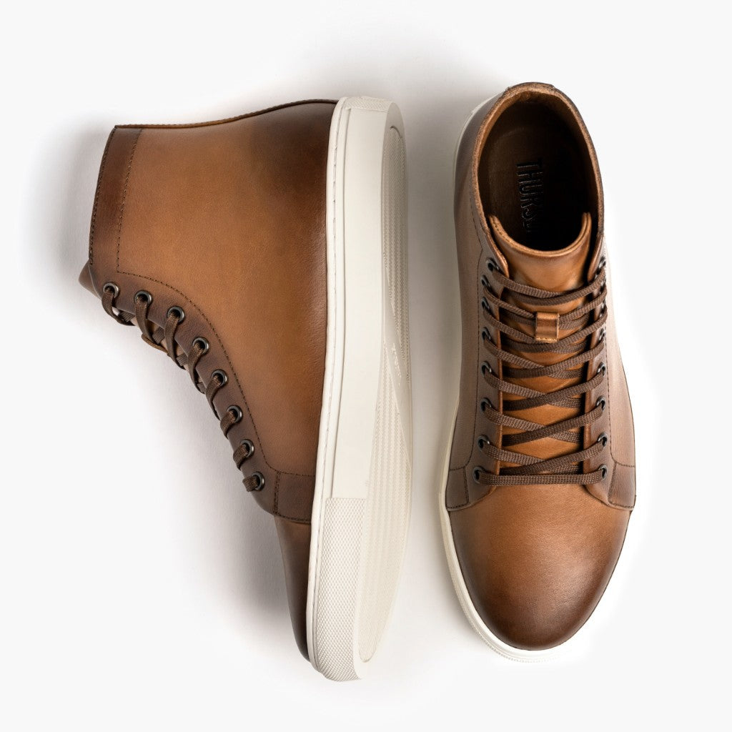Premier High Top Toffee Zapatillas de cuero para Hombre For Men - Contrafuerte de talón reforzado y doble costura de precisión