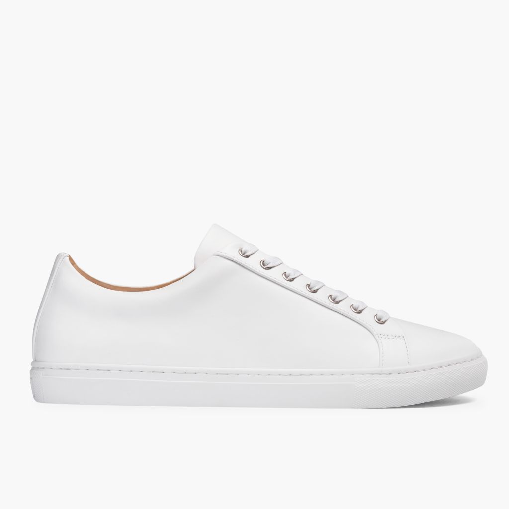 White Full-Grain leather Sneakers - Construcción cosida Goodyear y puntera delantera