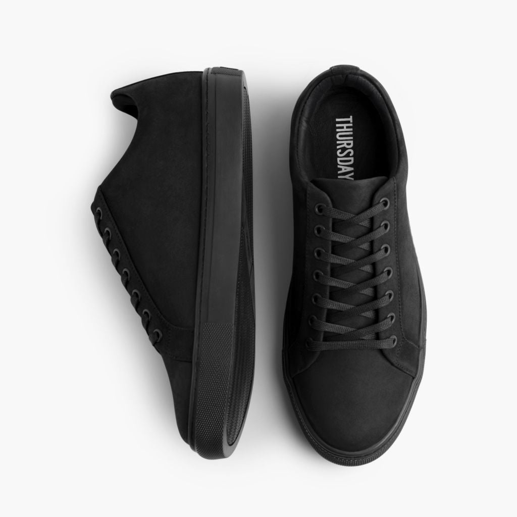 Premier Low Top Negro Mate Zapatillas de cuero para Hombre For Men - Contrafuerte de talón reforzado y doble costura de precisión