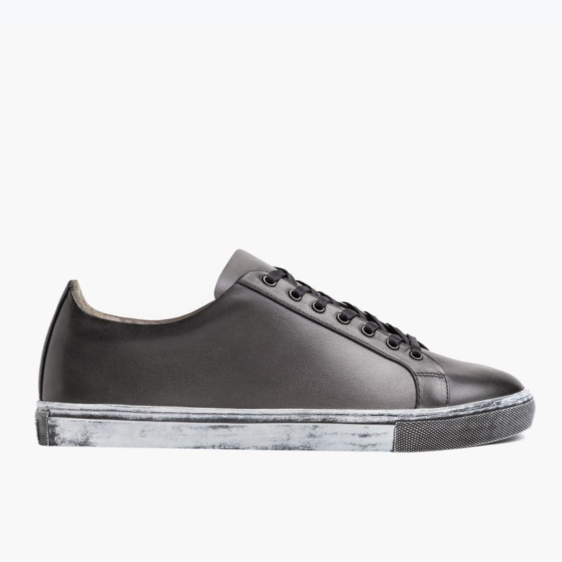 Premier Low Top Efecto Envejecido Gris Leather Sneakers para Hombre