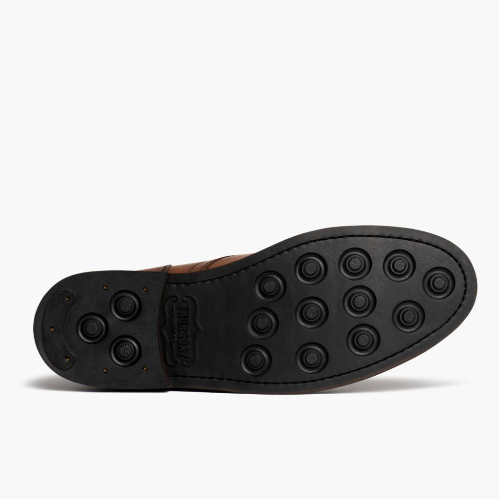 High-Traction Rubber Outsole & Lug Tread Pattern on Captain Toffee Botas de cuero para Hombre