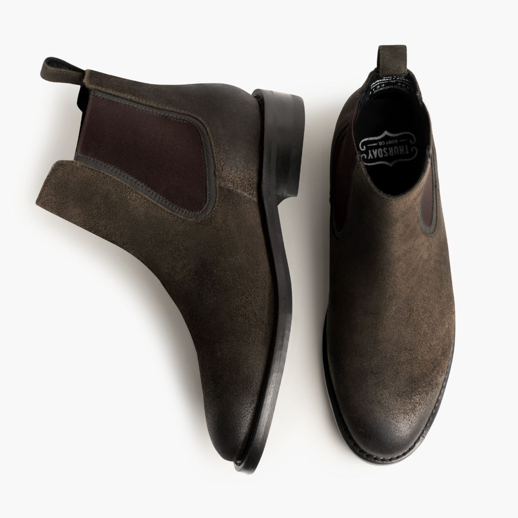 Duke Verde Oliva Oscuro Suede Botas de cuero para Hombre - Contrafuerte de talón reforzado y doble costura de precisión