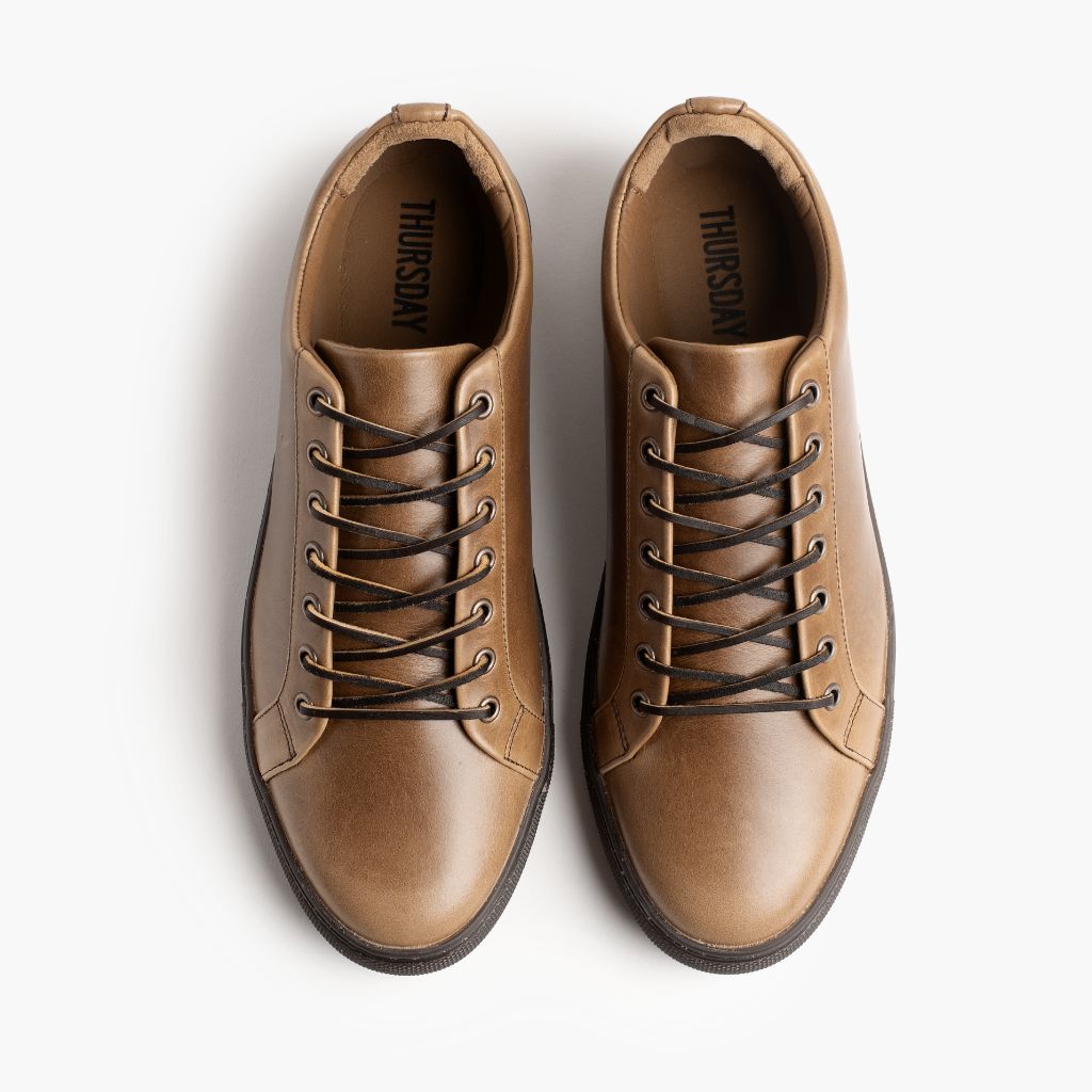 Premier Low Top Natural Zapatillas de cuero para Hombre For Men - Contrafuerte de talón reforzado y doble costura de precisión