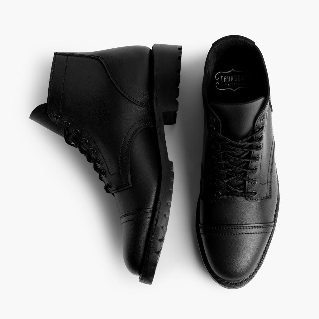 Vanguard Negro Waxed Roughout Botas de cuero para Hombre For Men - Contrafuerte de talón reforzado y doble costura de precisión
