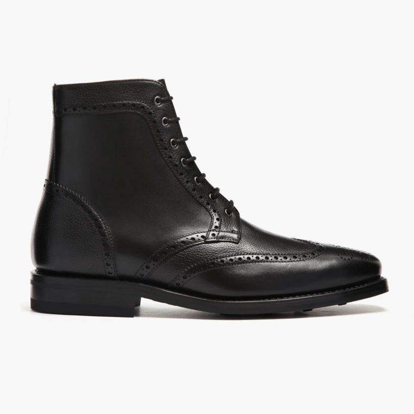 Wingtip Negro Leather Boots para Hombre