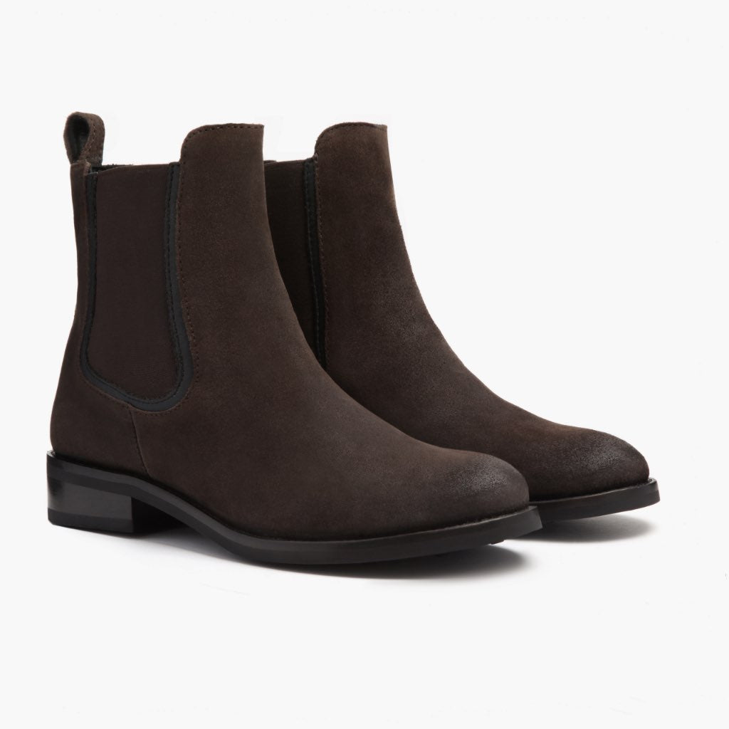 Dark Brown Goatskin Suede Leather Boots - Construcción cosida Goodyear y puntera delantera