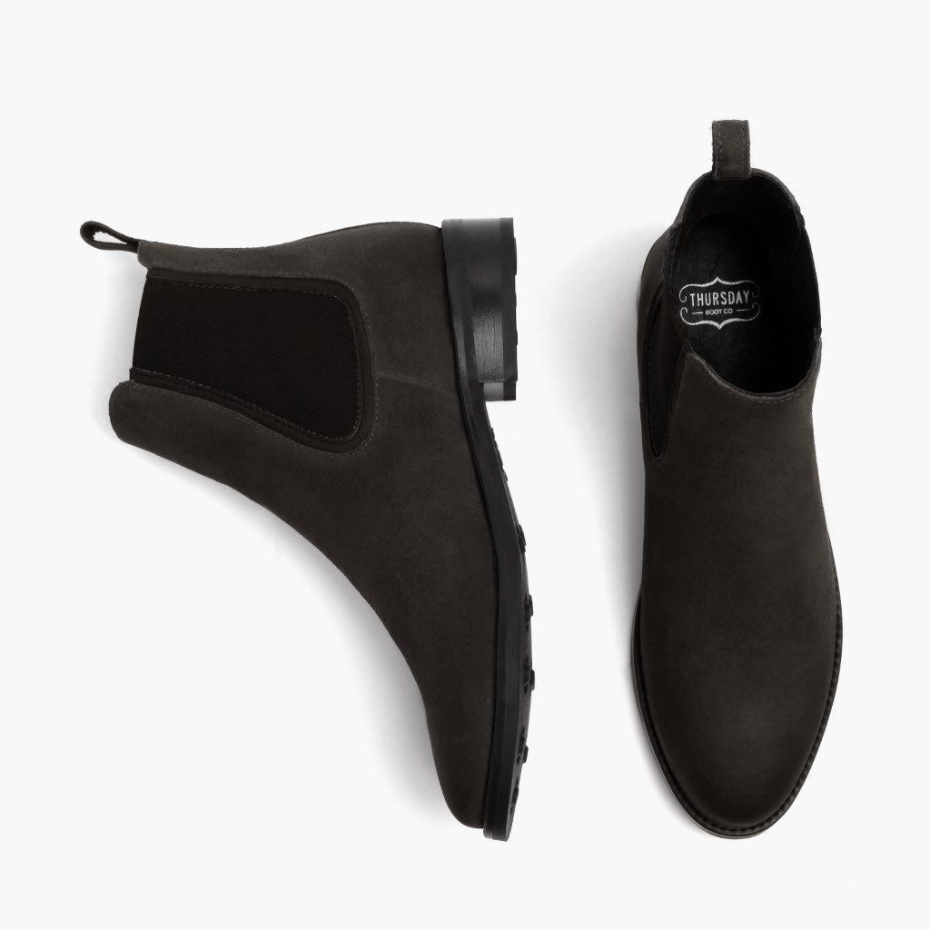 High-Traction Rubber Outsole & Lug Tread Pattern on Duchess Gris Sombra Botas de cuero para Mujer