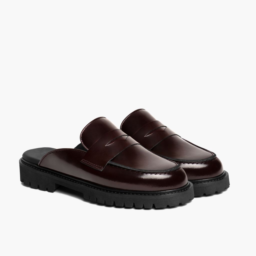 Penny Mule Borgoña Botas de cuero para Mujer in Burgundy Full-Grain Leather - Vista de perfil | Comprar online