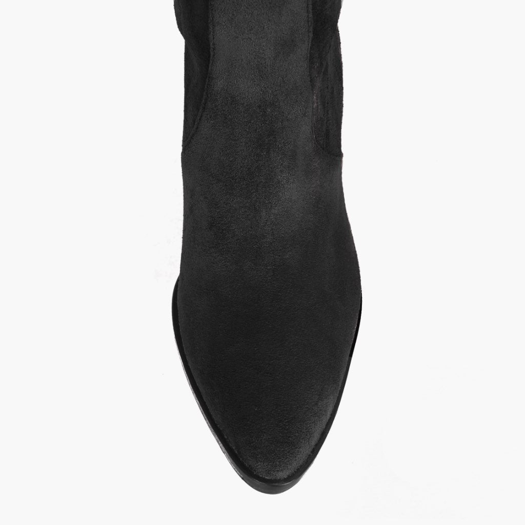 Tempest Negro Botas de cuero para Mujer - Contrafuerte de talón reforzado y doble costura de precisión