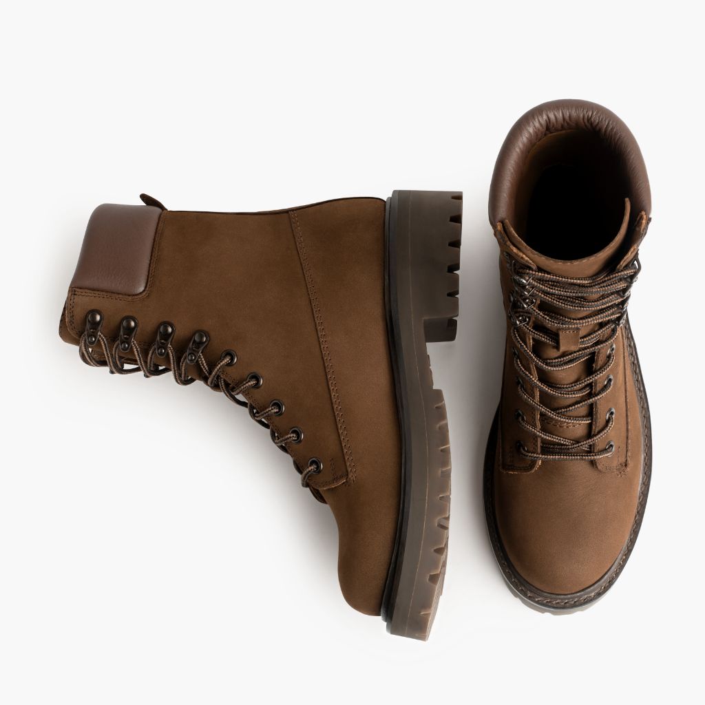 Explorer Tostado Matte Botas de cuero para Mujer - Contrafuerte de talón reforzado y doble costura de precisión
