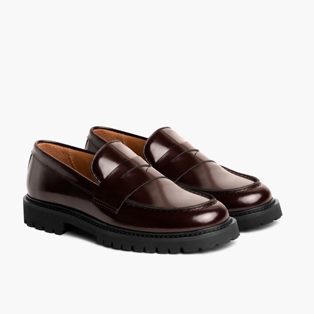 Penny Borgoña Botas de cuero para Mujer in Burgundy Full-Grain Leather - Vista de perfil | Comprar online