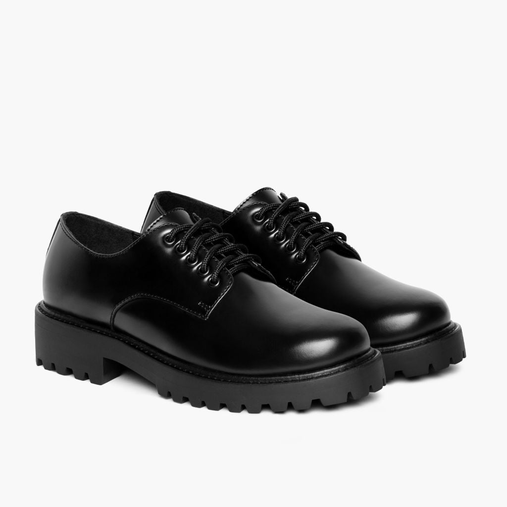 Renegade Negro Zapatillas de cuero para Mujer en cuero vacuno negro auténtico - Vista de perfil | Comprar online
