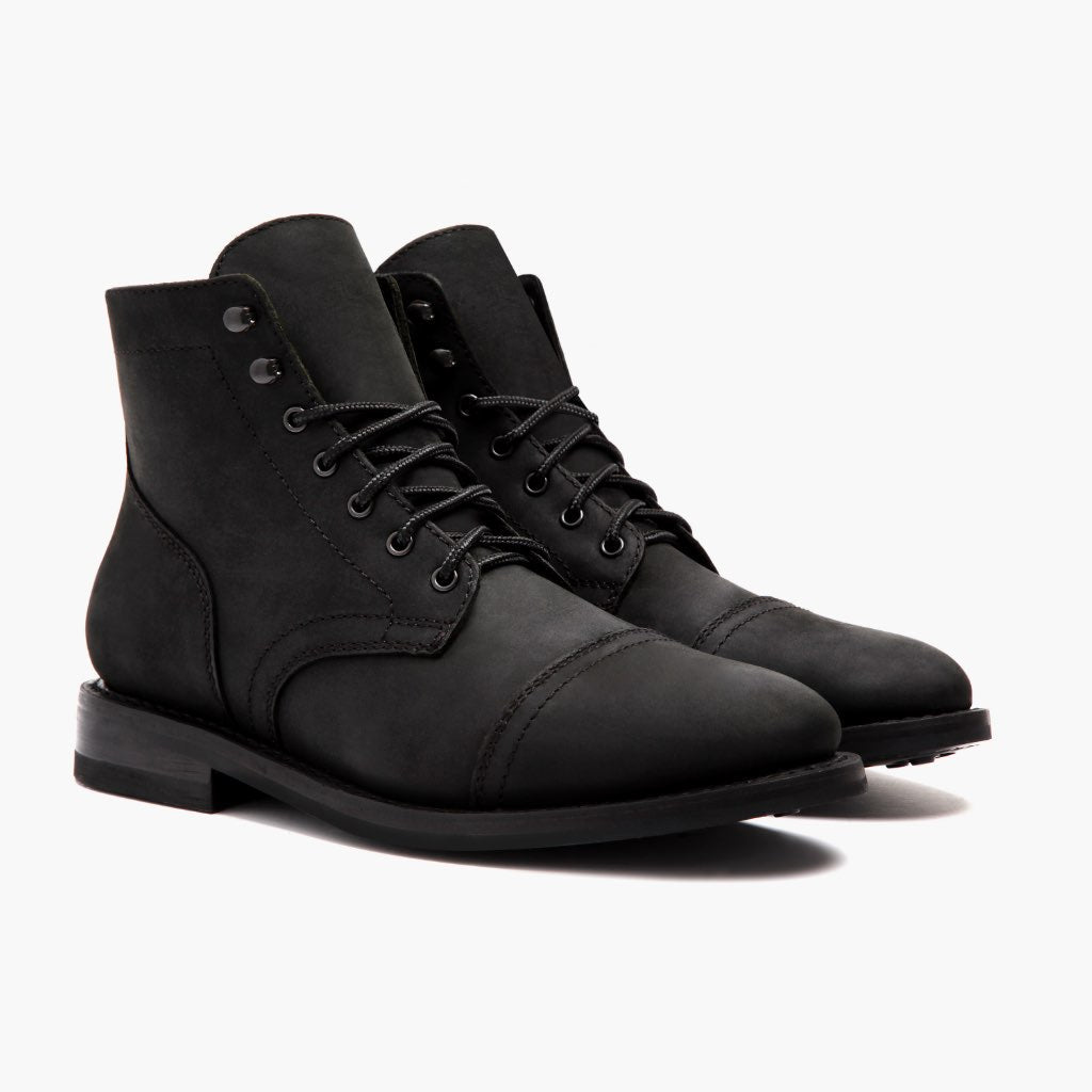 Captain Negro Mate Botas de cuero para Hombre en cuero vacuno negro auténtico - Vista de perfil | Comprar online