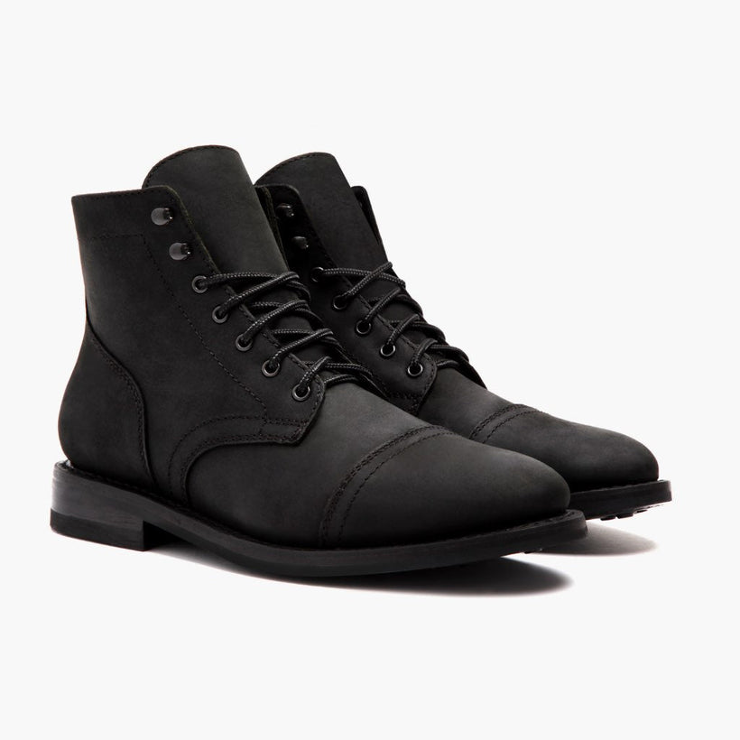 Captain Negro Matte Leather Boots para Hombre