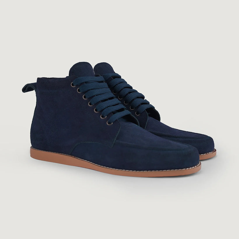 Bearman Moc Toe Azul Suede Boots para Hombre