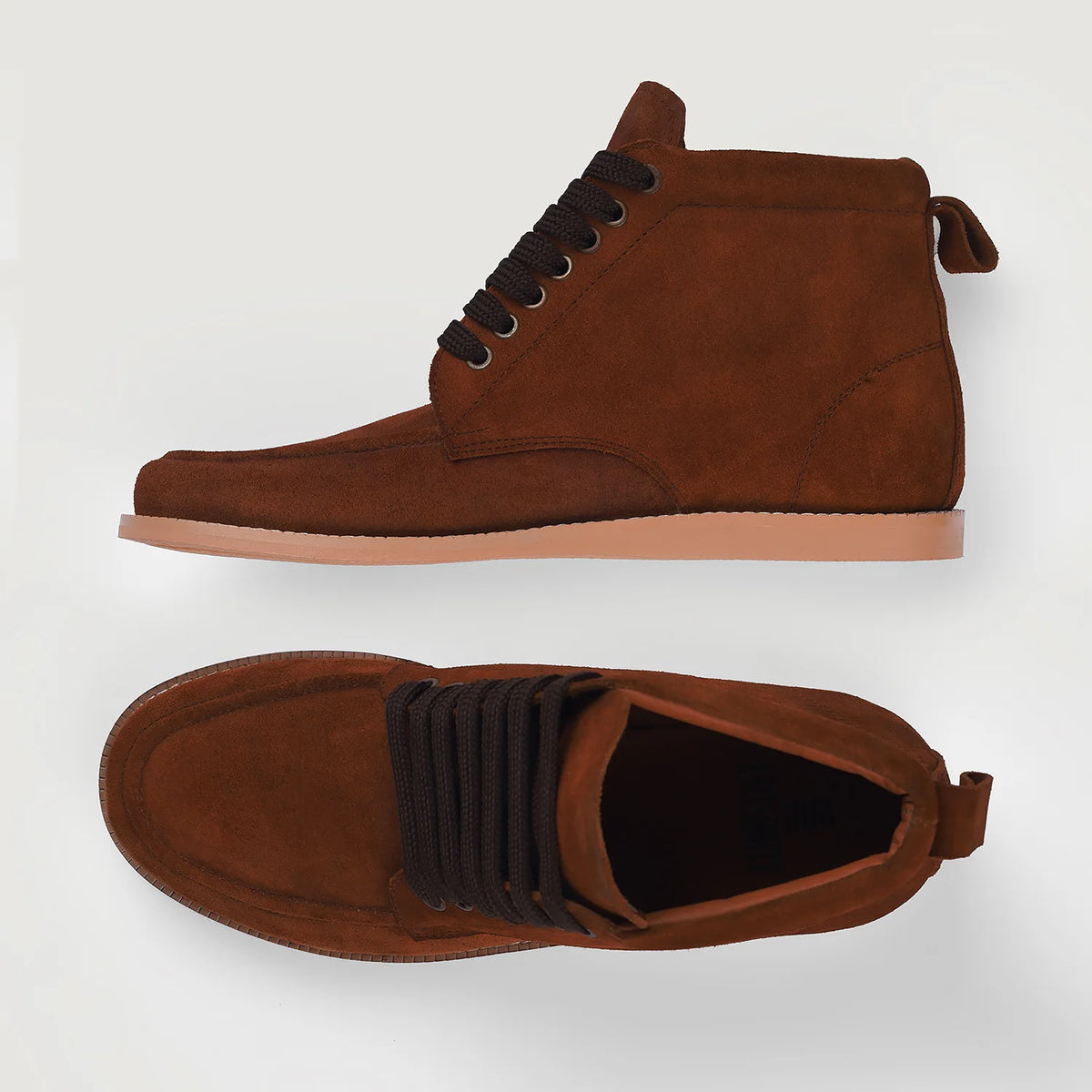 Bearman Moc Toe Marrón Botas de ante para Hombre - Contrafuerte de talón reforzado y doble costura de precisión