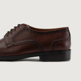 High-Traction Rubber Outsole & Lug Tread Pattern on Dirk Brogues Derby Brown Leather Shoes StudGuard For Men