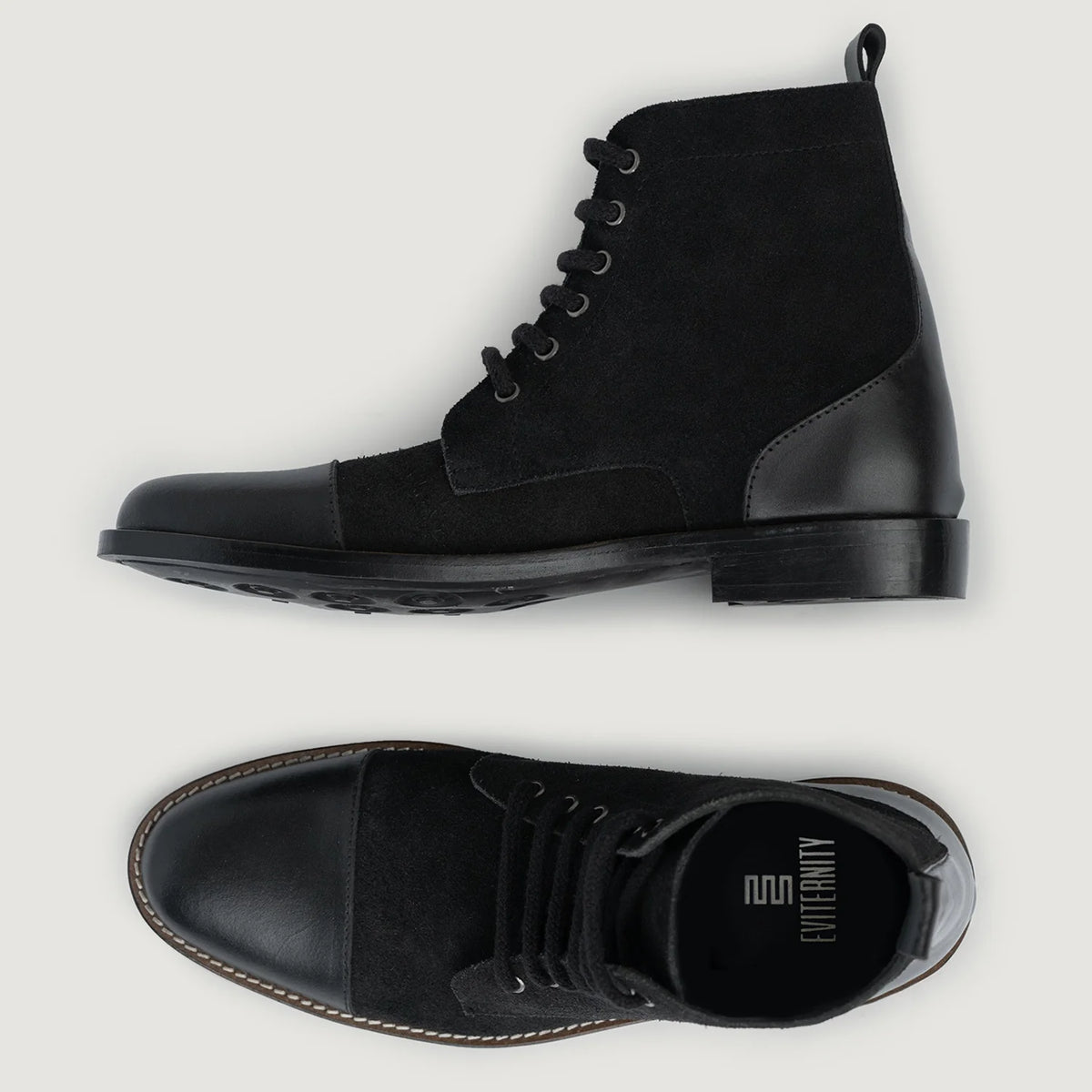 Knight Derby Hybrid Negro Botas de cuero - StudGuard para Hombre - Contrafuerte de talón reforzado y doble costura de precisión