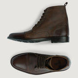 Distressed Brown Full-Grain leather Boots - Goodyear Welt Construction & Front Toe Box Detail