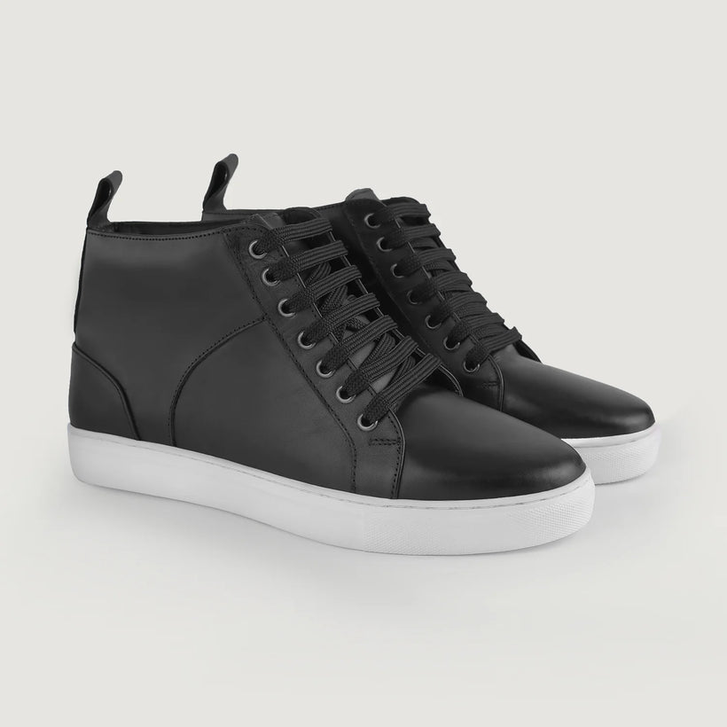 Marty High Top Negro Zapatillas de cuero para Hombre