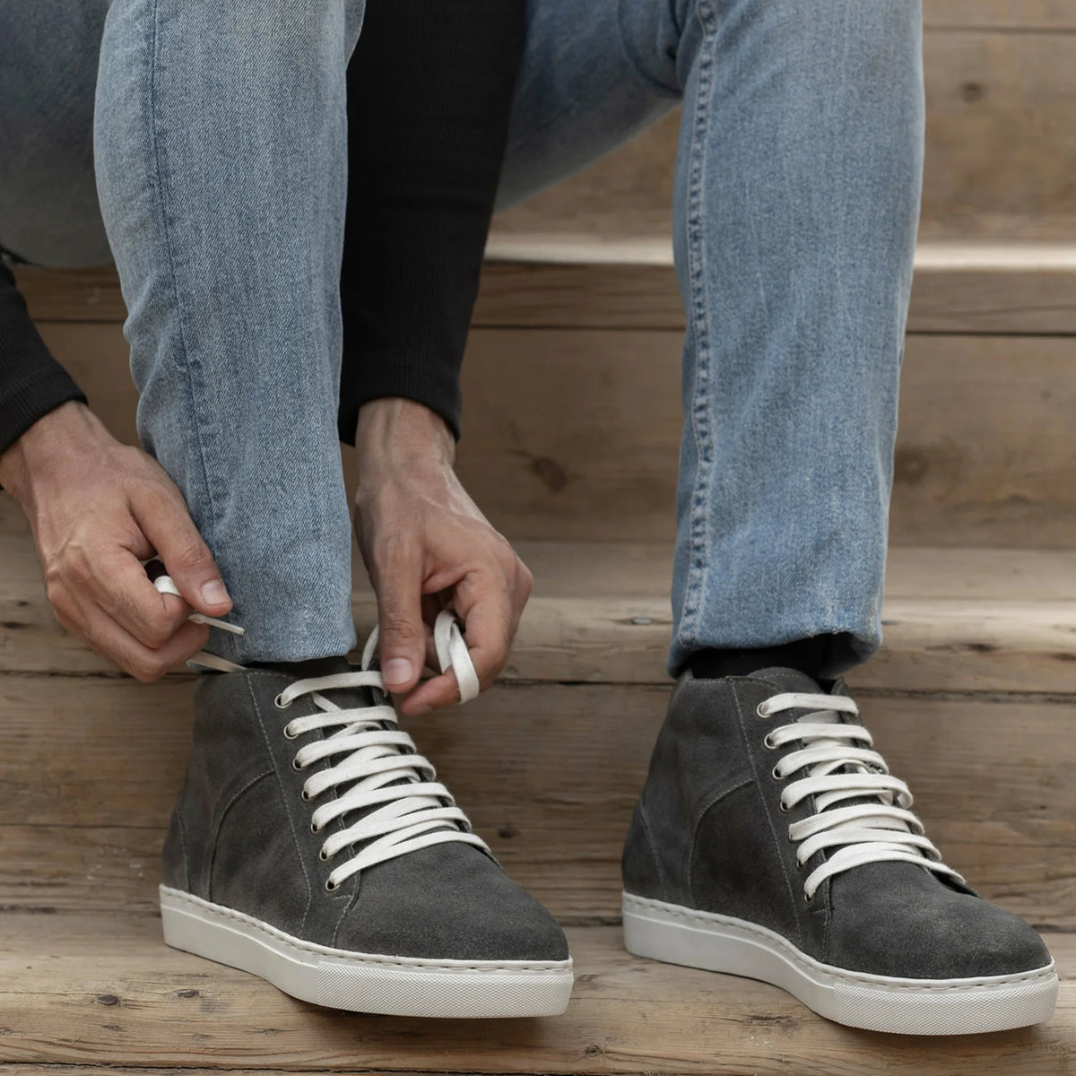 Orlaven Marty High Top Gris Suede Zapatillas de cuero para Hombre footwear image 10