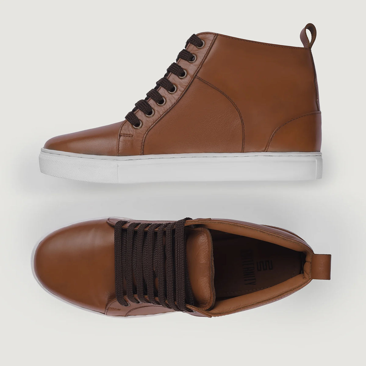 Marty High Top Tostado Zapatillas de cuero para Hombre - Contrafuerte de talón reforzado y doble costura de precisión