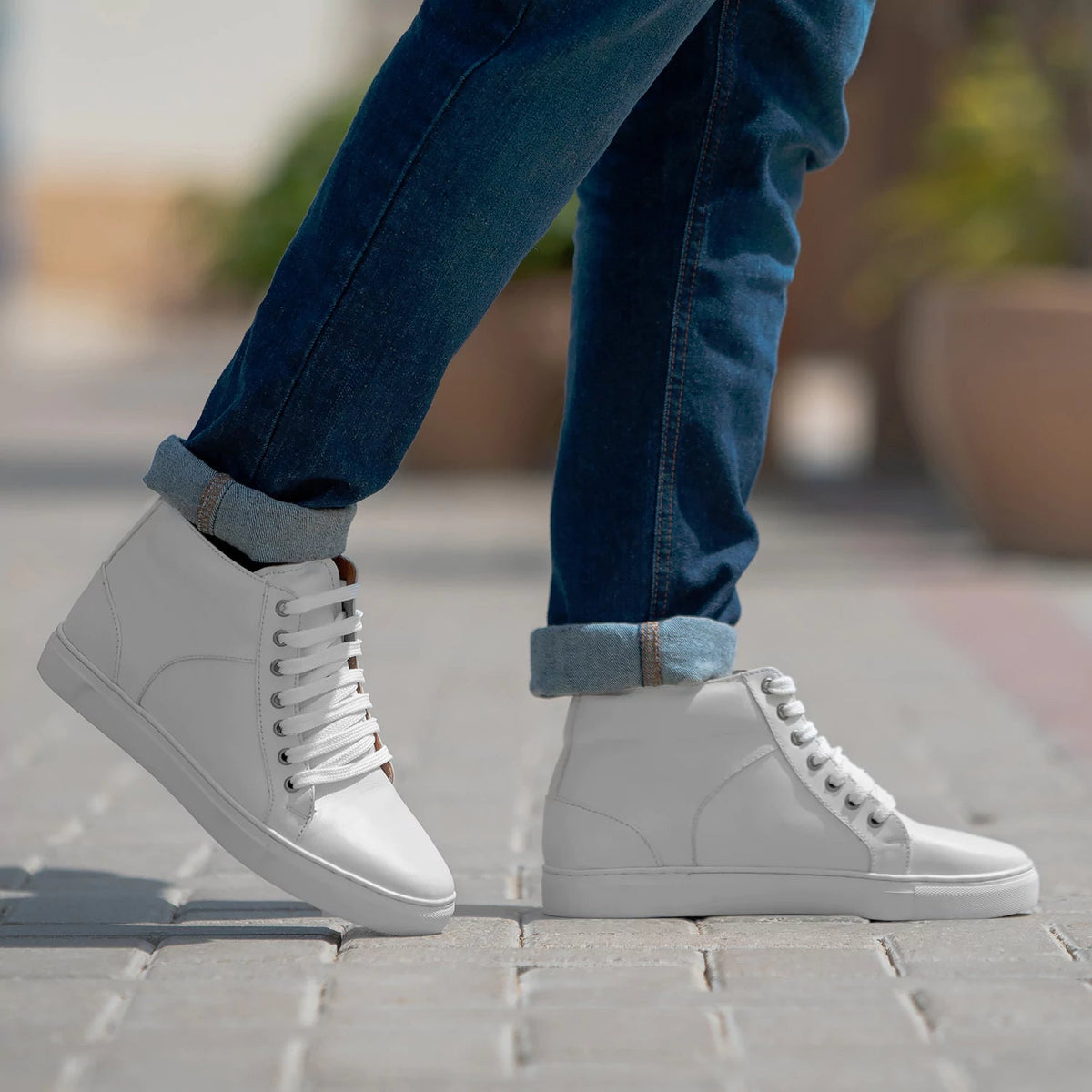Orlaven Marty High Top Blanco Zapatillas de cuero para Hombre footwear image 9