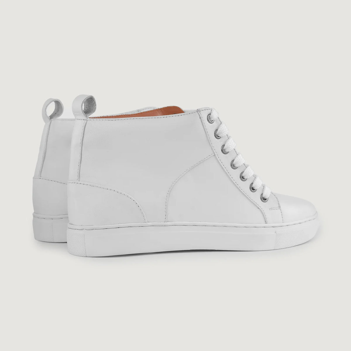 Marty High Top Blanco Zapatillas de cuero para Hombre - Contrafuerte de talón reforzado y doble costura de precisión