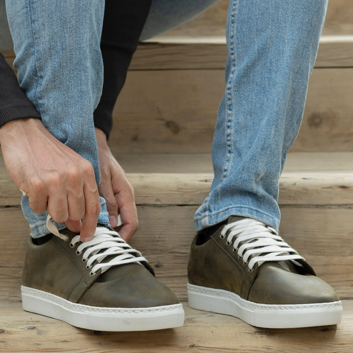 Orlaven Murphy Low Top Olive Pullup Zapatillas de cuero para Hombre footwear image 10