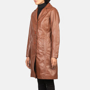 Brown Cowhide leather Coat - Vista trasera con ajuste entallado en hombros y bajo impecable