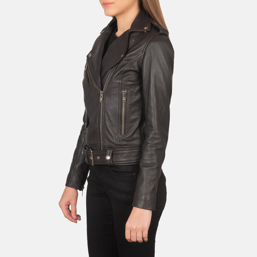 Alison Marrón Chaqueta Biker de Cuero para Mujer
