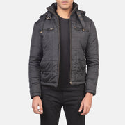 Men's Alps Quilted Black Windbreaker Jacket in Black Polyester - Vista frontal y silueta a medida | Comprar online